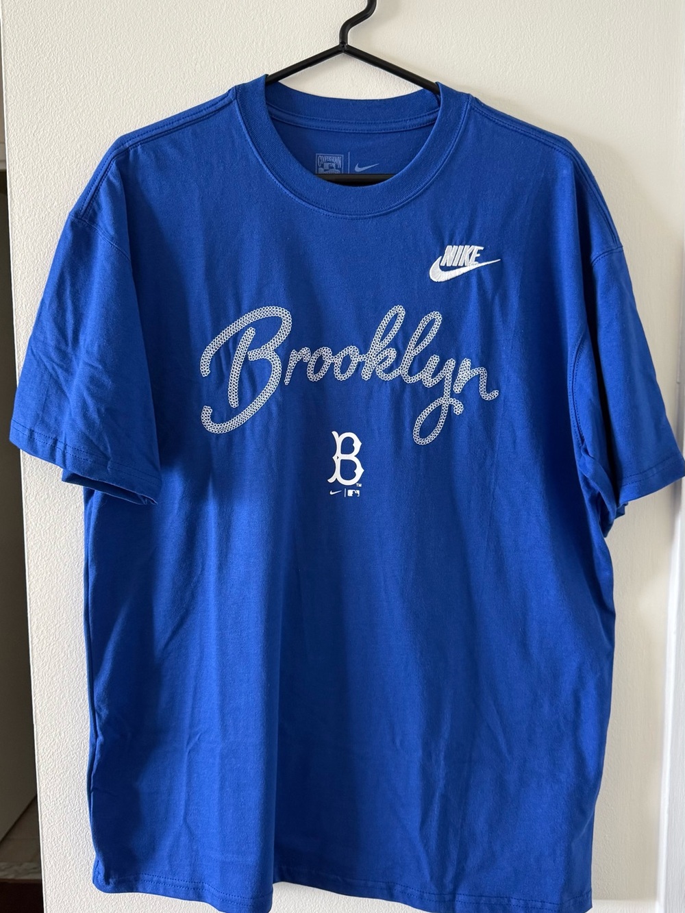 Nike Brooklyn Dodgers Script Tee - Royal Blue and White